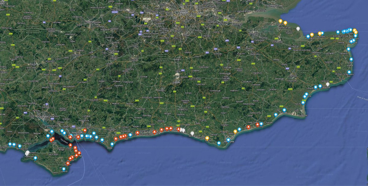 SOS Whitstable (@soswhitstable) on Twitter photo It's the first day of summer tomorrow.
According to the <a href="/SouthernWater/">Southern Water</a> map, 40 bathing locations are impacted by sewage. 6 more had releases but remained 'blue' because they apparently aren't impacted.
A quite literal s**tshow. Happy summer everyone.
#SummerSolstice2023 It's the first day of summer tomorrow.
According to the <a href="/SouthernWater/">Southern Water</a> map, 40 bathing locations are impacted by sewage. 6 more had releases but remained 'blue' because they apparently aren't impacted.
A quite literal s**tshow. Happy summer everyone.
#SummerSolstice2023