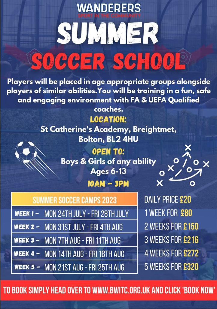 If you are looking for something to do over the summer, BWFC in the Community have now released details of their School Holiday Football Camps. See below...