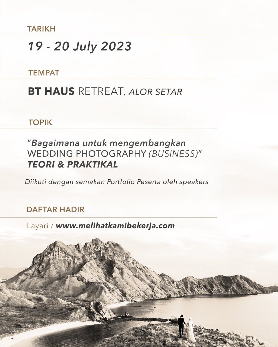 hasippppp's tweet photo. Jurugambar, adakah anda ingin terjun dalam industri perkahwinan atau mengambil langkah seterusnya untuk mengembangkan perniagaan fotografi perkahwinan anda? @melihatkamibekerja ini adalah untuk ANDA! 

https://t.co/kviQHhxbZD

#melihatkamibekerja2023 https://t.co/WHt2cpLCjx
