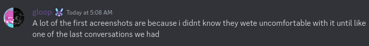 GloopBurner's tweet photo. confidence asked you multiple times to stop, literally the second time you did it she asked you to stop numerous times.

you are literally LYING against blatant evidence.

how fucking desperate do you have to be. https://t.co/HkSogUwSv2