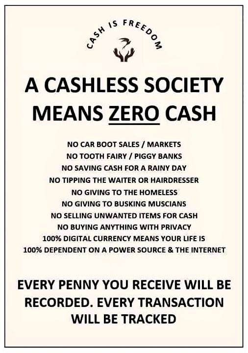 Well, when you put it like that, it makes you think doesn’t it? #Cashless #Tracked #CashTransactions #DigitalCurrency