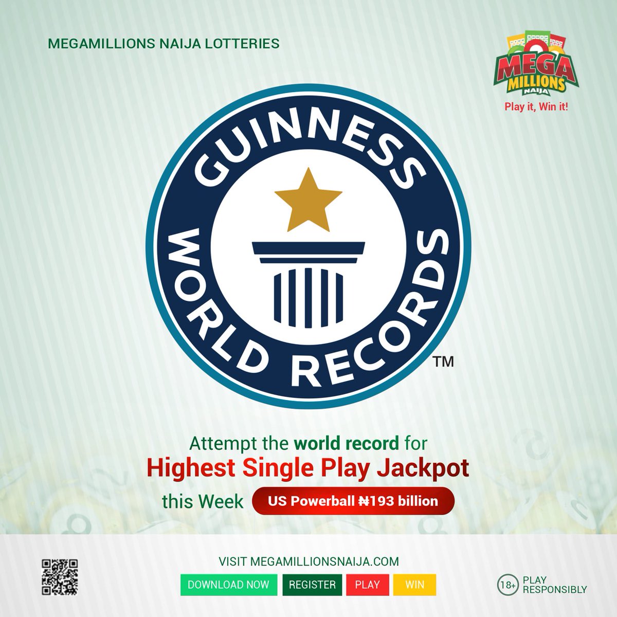 It's never too late to break a record! Win one of the biggest jackpots in the world today.
Click the link on our bio to get your tickets for the US Powerball draw
#onlinelotteries #megamillionsnaijalotteries #picsoftheday  #fy