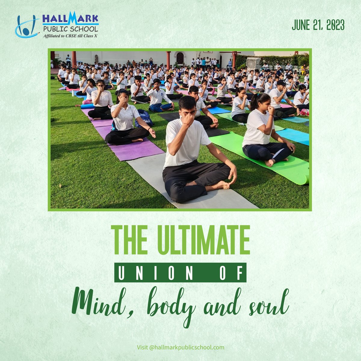 On International Yoga Day, let's focus on our breath and find our inner calm through this beautiful practice🧘‍♀️

#InternationalYogaDay #YogaBreath #FindYourCalm #HallmarkPublicSchool #LifelongLearning #CBSESchoolInPanchkula #Education #School #Learning