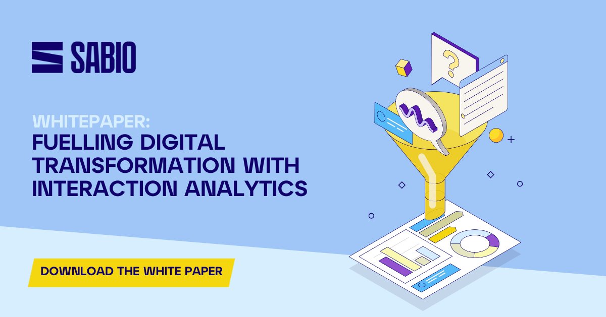 sabiogroup's tweet image. #InteractionAnalytics has become a critical #technology in helping brands unveil insights that are core to improving both advisor and #customerexperiences.

Our latest White Paper highlights how to unlock key interaction analytics capabilities and benefits ow.ly/buS450OSxJe