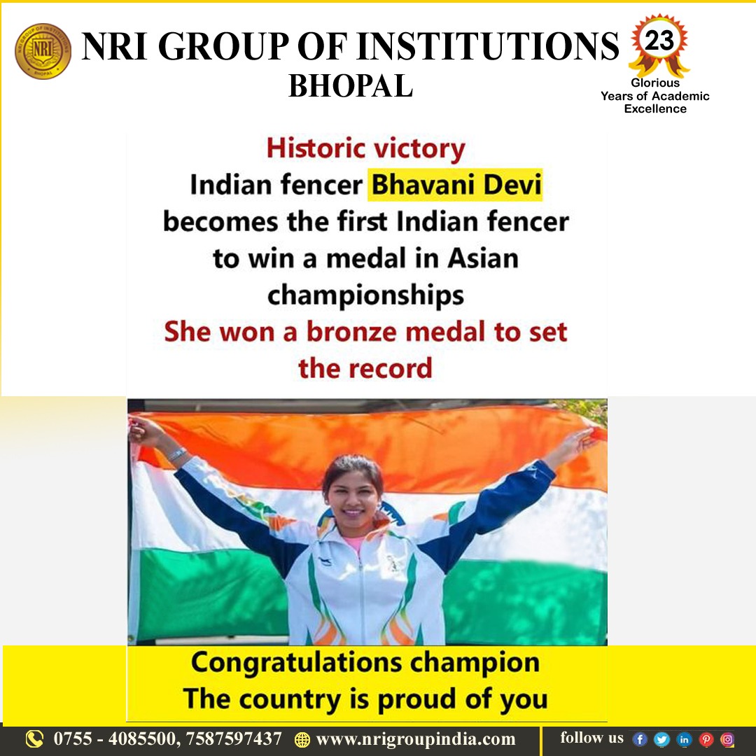 Bhavani Devi Created History and Became the First Indian to Win a Medal in the Asian Fencing Championships.
Well done Champion! 🏅🤺
We are proud of you. 💪🏻🥳

#bronze #AsianFencingChampionships #FencingChampionships #Fencing #Championships #BhavaniDevi #BestCollegeBhopal