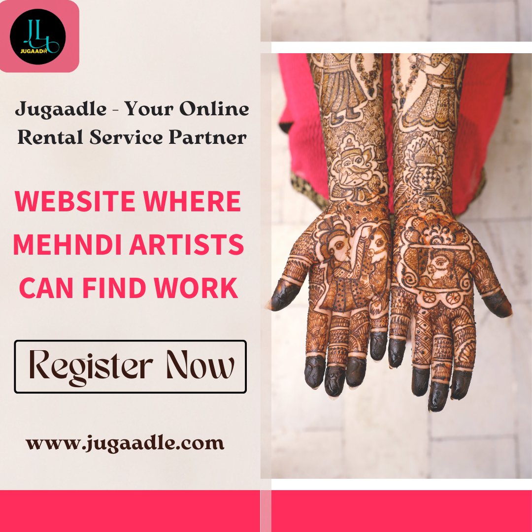 jugaadle's tweet photo. Jugaadle - Your Online Rental Service Partner

WEBSITE WHERE MEHNDI ARTISTS CAN FIND WORK...

Visit - https://t.co/1Lor74hXjR or Download The App Available On Google Play Store!
Google Play Store - https://t.co/Ulb3hKX7XX

#rent_par_jugaadle #products #jugaadle #services #rental https://t.co/O22zV3BGOd