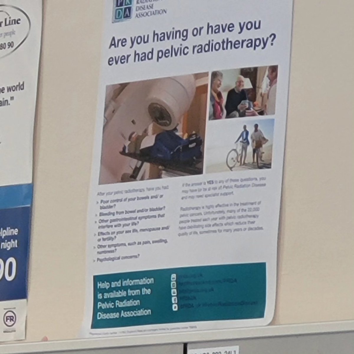 Loved seeing these posters at my last hospital appt. A small step that has a huge impact on someone with prd. The @PRDA_uk is a small charity with a large ❤️ & I am so grateful to them.   #rtlateeffects #radiotherapylatefeefects #prdabestpracticepathway #pelvicradiationdisease