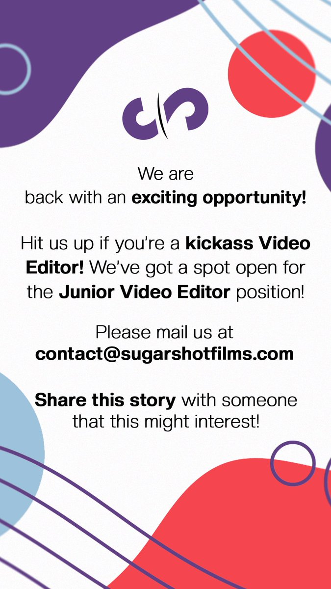 We’re hiring! #VideoEditor #Intern #Internship #JobPosting