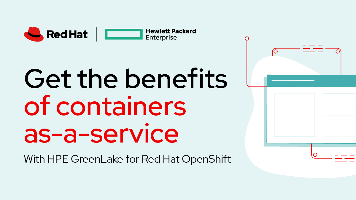 RedHatEMEA's tweet photo. Interested in capitalizing on the benefits of containers with an as-a-service, #hybridcloud container solution? 
Discover how you can reduce costs &amp; complexity with @HPE GreenLake for Red Hat @OpenShift Container Platform: https://t.co/bIny4YBmCB https://t.co/SxvnwmbnLR