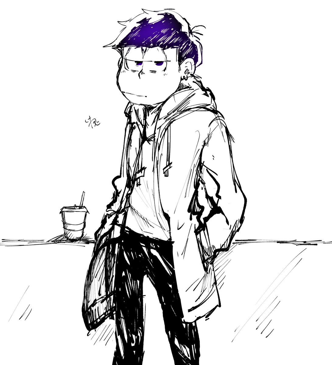 ume_boshi09's tweet photo. 数億年ぶりに一松描いたよ https://t.co/lI1sielwQQ