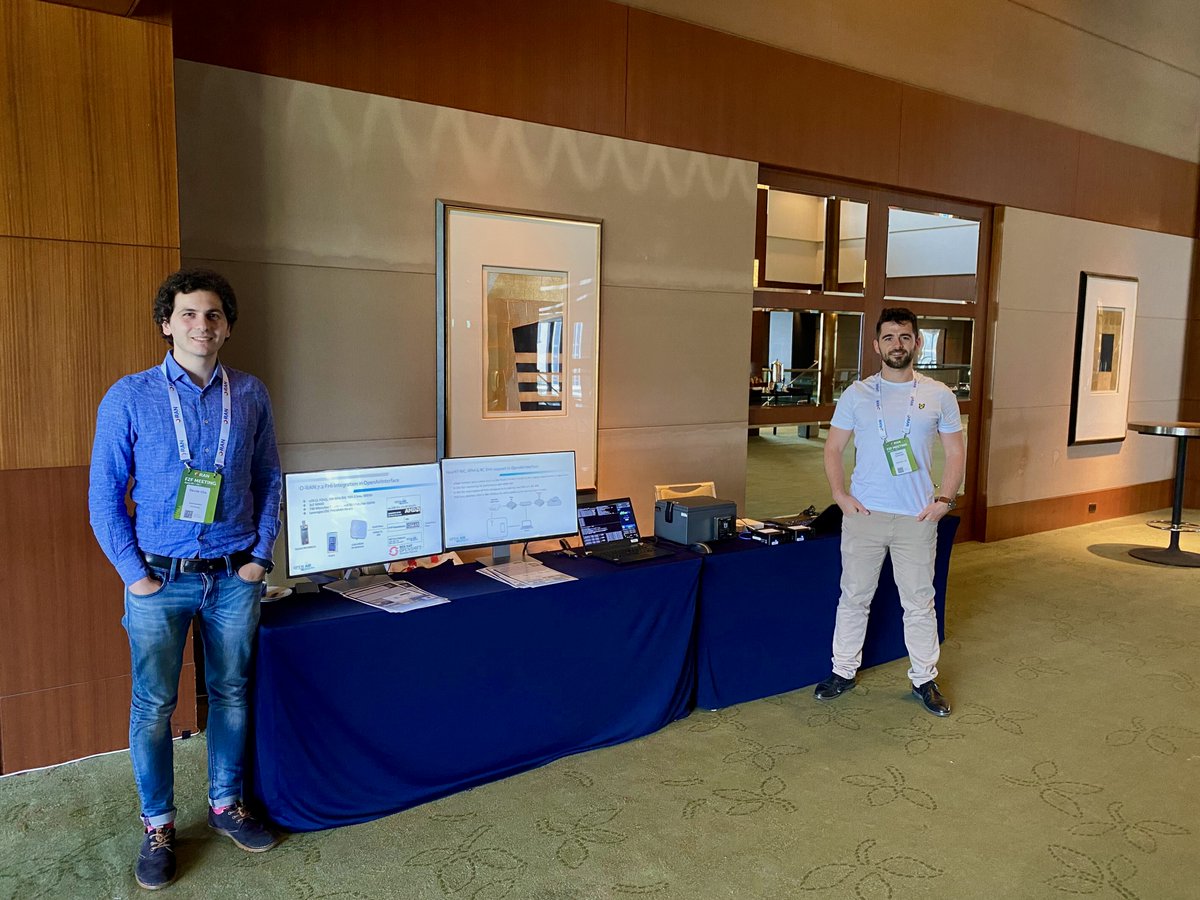 osalliance5g's tweet photo. Day Two at the O-RAN F2F meeting in Osaka.
Robert Schmidt and Irfan Ghauri are pleased to welcome you to the OAI stand, where they will guide you through O-RAN demos based on the OAI software and answer your questions.

#oran #demos #Osaka https://t.co/TMcQqUEs4G