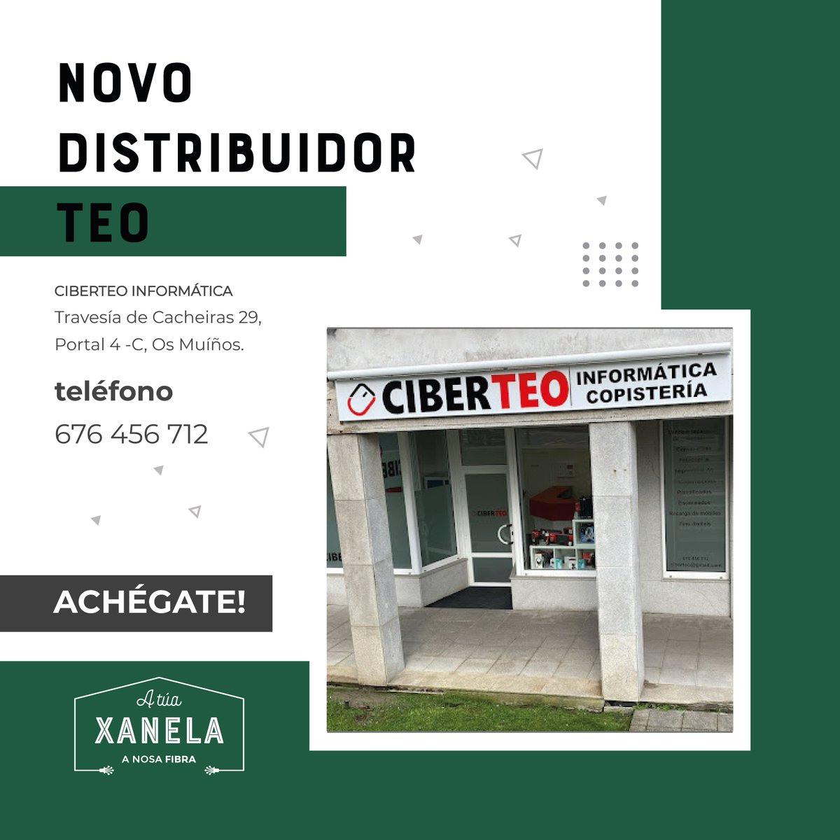 Teo! Xa podedes achegarvos ao novo distribuidor da zona:
Ciberteo Informática