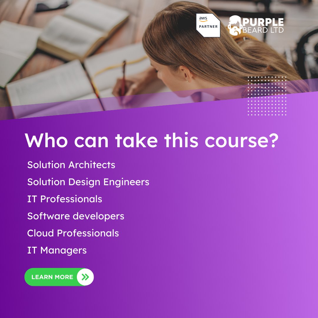 purplebeardltd's tweet photo. 📚 Stressed about AWS exams? Our AWS experts have your back!  

Conquer AWS certification with confidence and claim your cloud career!

Limited time: Up to 10% off AWS Courses

Book now:  https://t.co/XGzvYj6ZmK

#aws #awscourse #awscertification #PurpleBeard https://t.co/hetueO0kc3