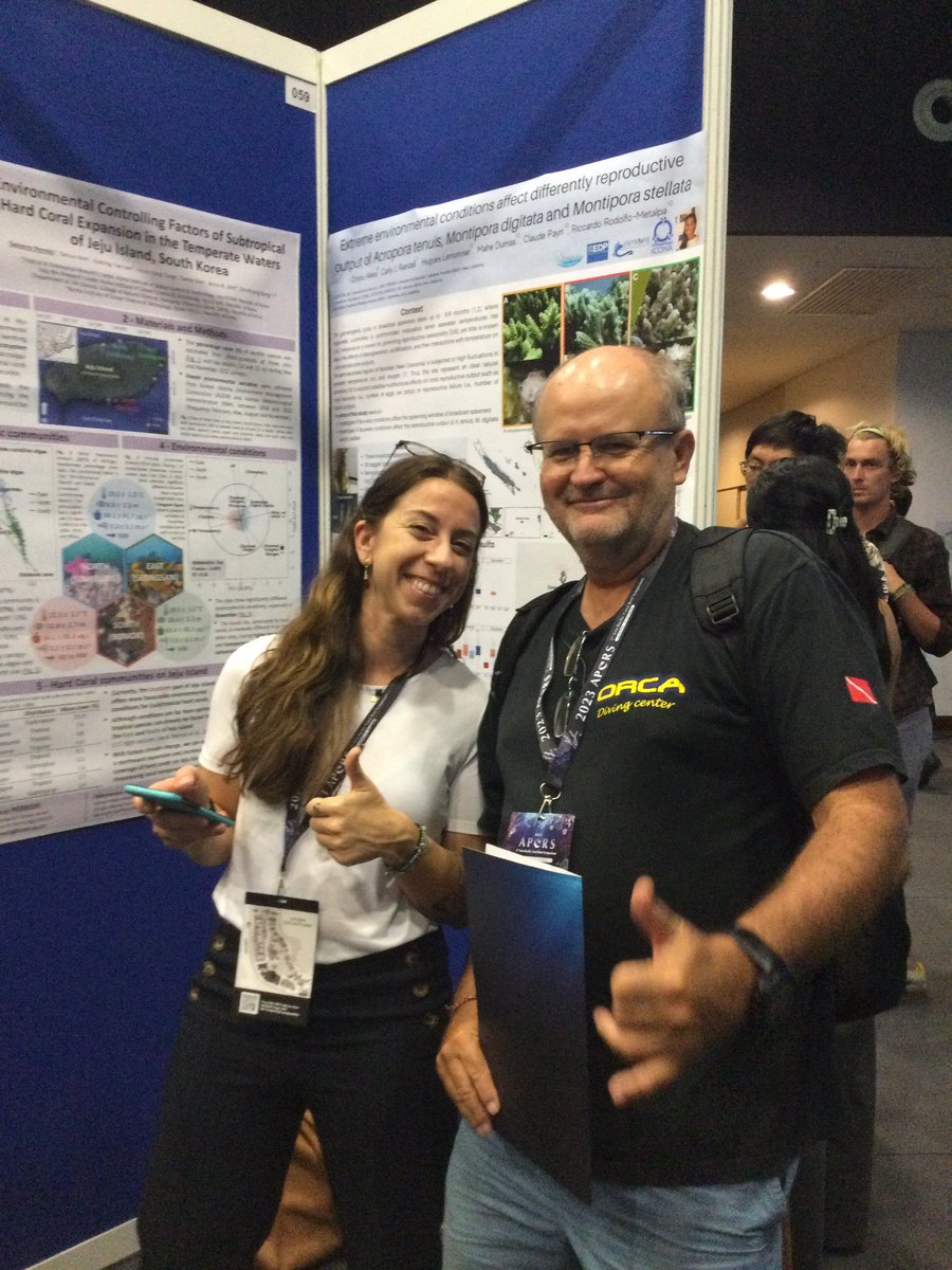 RMetalpa's tweet photo. Double success for @cinzia_alessi_ at @apcrs2023 perfect talk about shift on symbionts on corals #bourake after bleaching, and poster on their reproduction. Well done! @UMREntropie @icona_research https://t.co/1LNBhD77JT