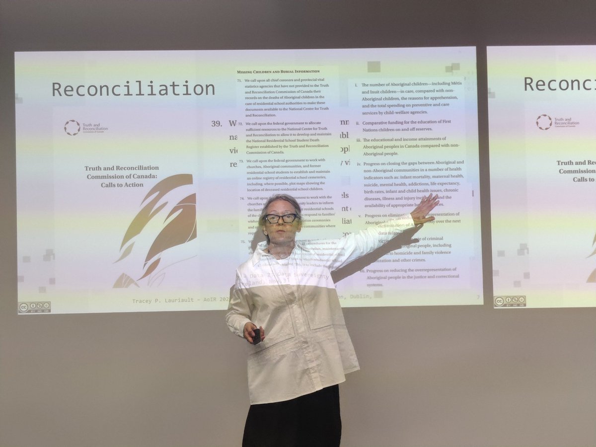 AphraK's tweet photo. @TraceyLauriault in action on indigenous data governance in Canada @DataJusticeLab #datajustice23 https://t.co/oZ6LrsXxty