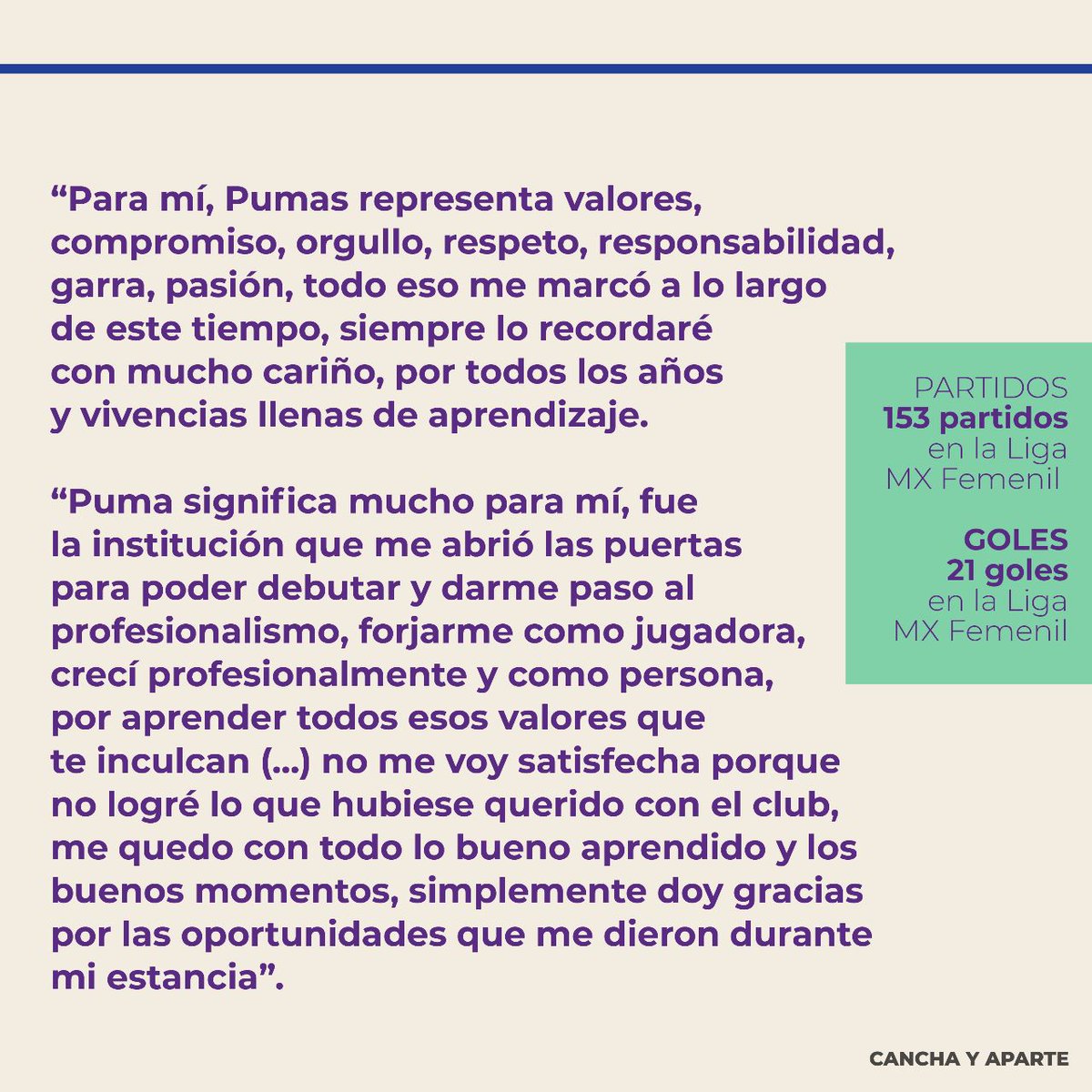 #EllasEnLaCancha
De cara al siguiente torneo, varias jugadoras se despidieron del único equipo que habían defendido en la <a href="/LigaBBVAFemenil/">LigaBBVAFemenil</a>.
En #CanchaYAparte traemos una serie sobre las históricas que cierran ciclos. Empezamos con <a href="/danygarc01/">Dany García</a>, quien ya fue anunciada con Santos.