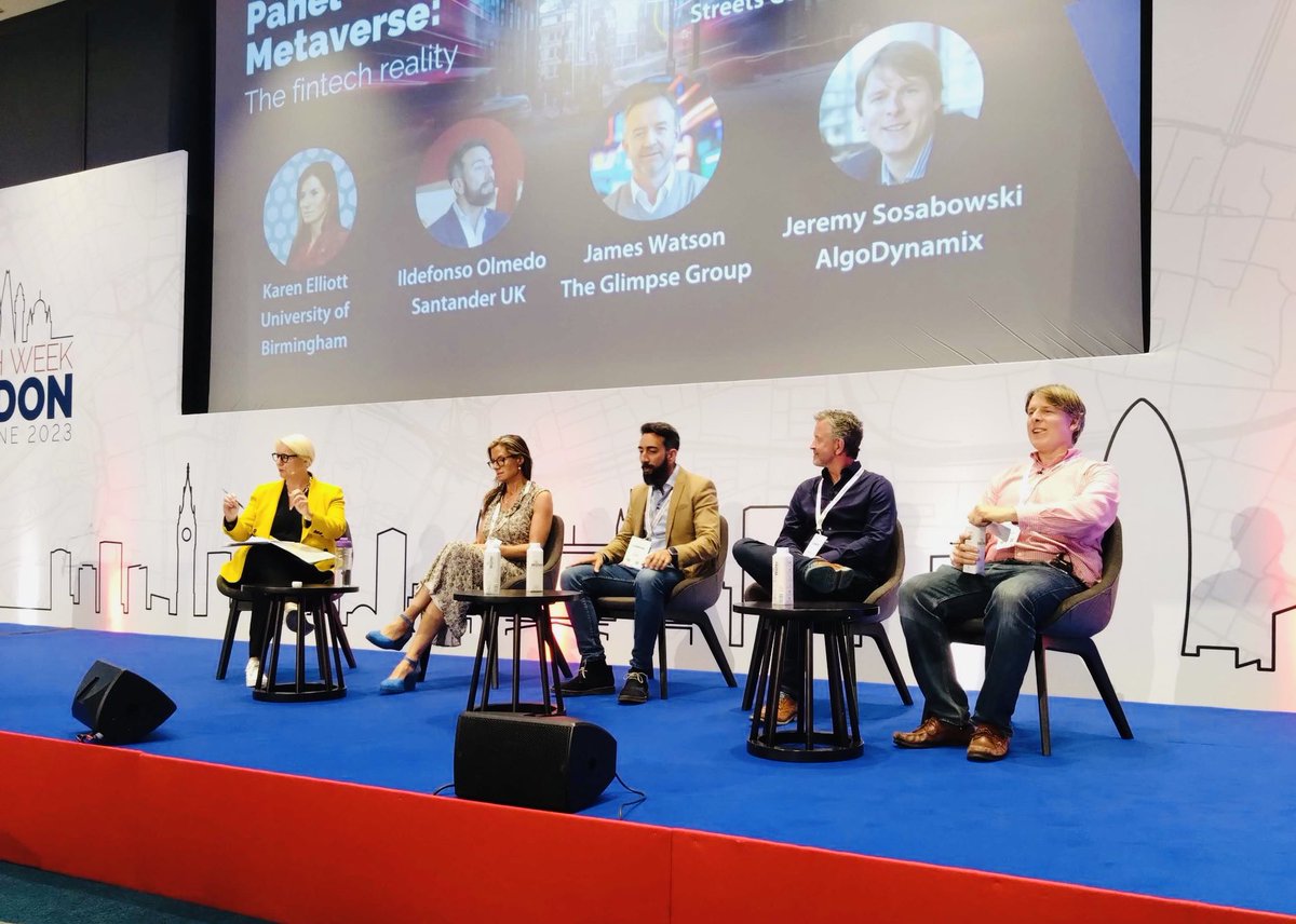 jamescwatson's tweet image. Great panel session at @FintechWeekLDN today (rather nice venue too with newly installed NFL pitch!) #VR #Metaverse #fintech $VRAR @GlimpseGroup