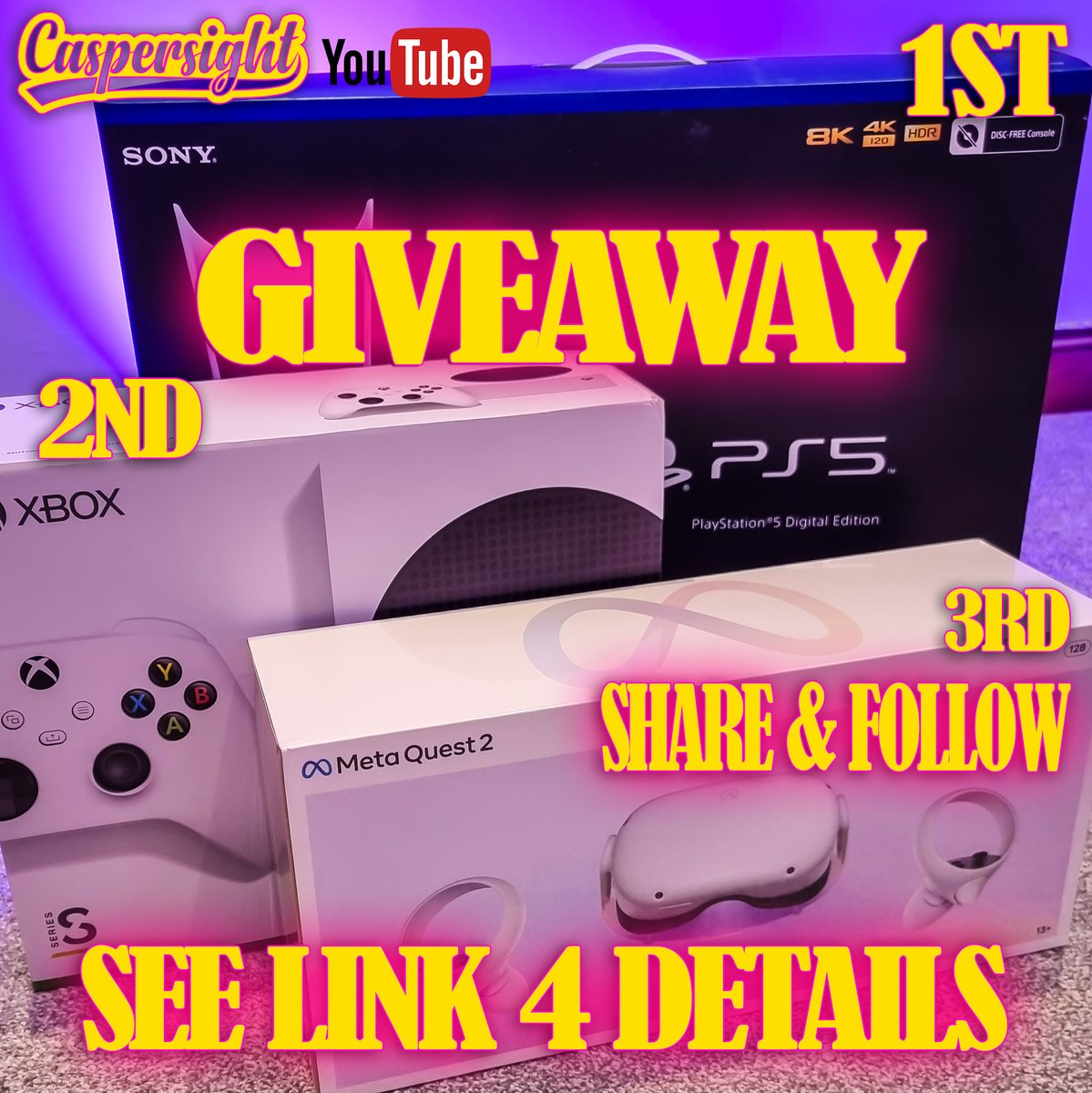 SHARE AND HIT THE LINK PEEPS. GOOD LUCK!!! 
#PS5 #Giveaway #Xbox #META #VR #quest2 #caspersight 
gleam.io/BKG6l/maximum-…