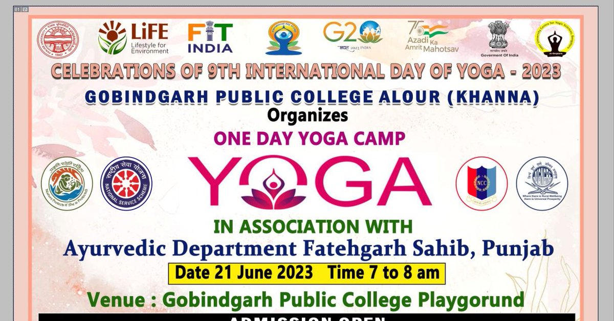 GPC Cordially invites you all for the celebration of International Day of Yoga-2023 on
21 June, 2023, Wednesday
#GPC #panjabuniversitychandigarh #UGC #ministryofeducation #NSS #NCC #MGNCRE #ayush #yoga #internationaldayofyoga2023