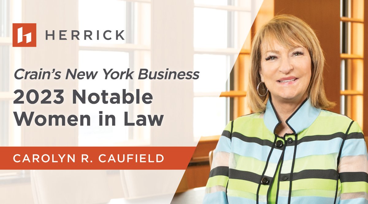 Herrick is proud to announce that Carolyn Caufield, chair of Herrick's Private Clients Department, was named to <a href="/CrainsNewYork/">Crain's New York</a> 2023 Notable Women in Law. Read more about the award here.
#herrickdoesthat #womeninbusiness #womeninlaw
herrick.com/news/crains-ne…