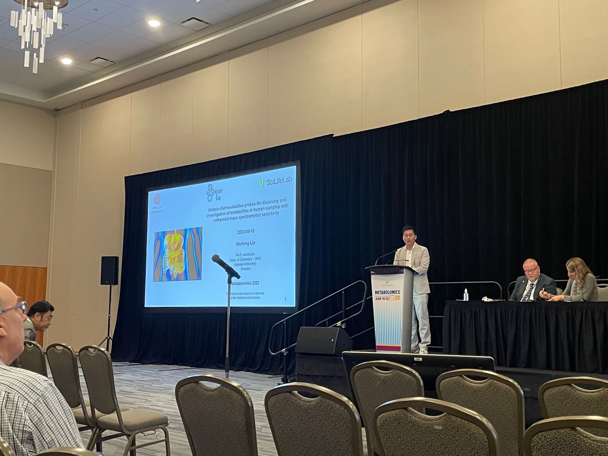 We are very happy that <a href="/IoannaTsiara/">Ioanna Tsiara</a> and <a href="/Weifeng_Lin13/">Weifeng Lin</a> were selected for talks to present about our new projects and results in the developments of Chemical Biology tools. Great presentations by our two PhD Students! #ProudPI #Metsoc2023 #Metabolomics <a href="/MetabolomicsSoc/">Metabolomics Society</a>