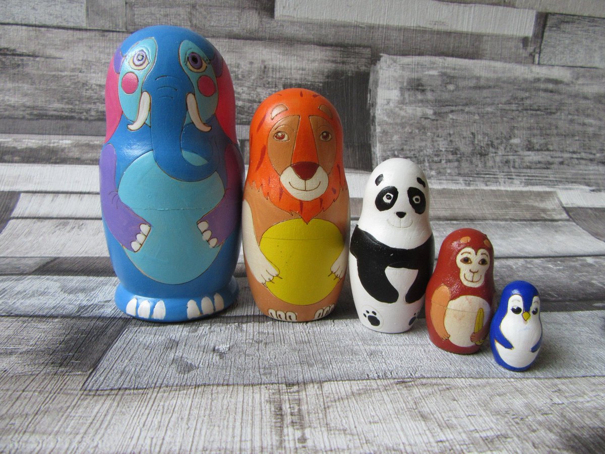 Thanks for the great review Marie ★★★★★! etsy.me/46aB1jV #etsy #russiandoll #nestingdolls #stackingdolls #zoo #elephant #lion #panda #monkey #penguin