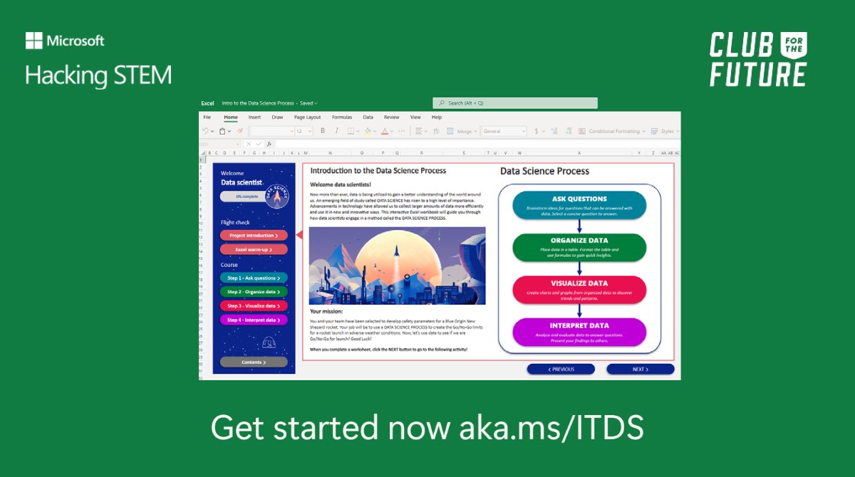Attending #ISTELive? Check out a demo of our free @Hacking_STEM lesson for #students to determine a Go/No-Go launch of a Blue Origin New Shepard rocket using #datascience. #educators #FortheBenefitofEarth @MicrosoftEDU @msexcel