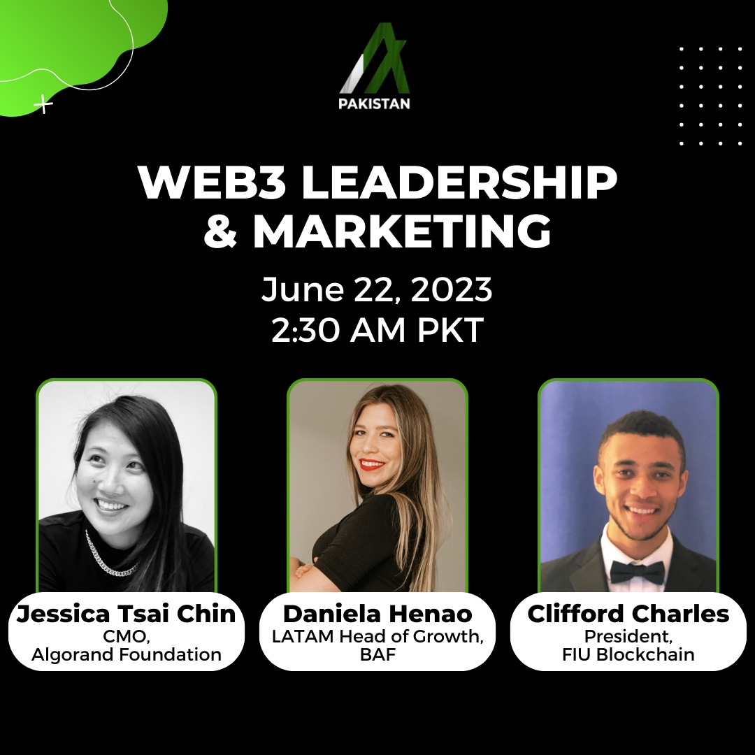 Algorand_Pak's tweet photo. Tune in on 22nd June at 2:30 AM PKT to listen to @TheBAFNetwork Space with @JessatAlgorand.
https://t.co/vpHFeohZ0f
#AlgoPak #Algorand https://t.co/3ndr5SoIFr