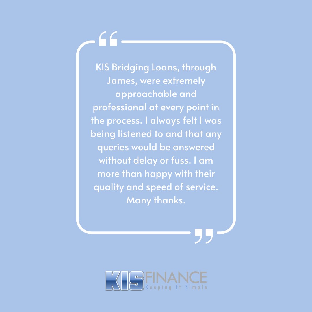 Another incredible #testimonial from another happy customer - we appreciate it 🙌

#finance #financecompany #bridgingloans #developmentfinance #commericalmorgages #lifetimemorgages #loans #morgages #business #money #investing #smallbusiness #bigbusiness #kisfinance