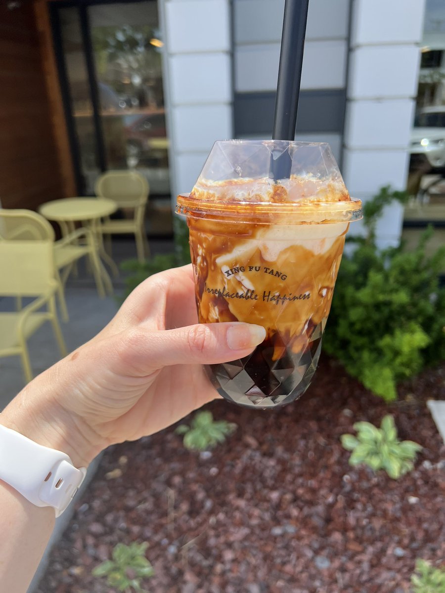 Boba date.  This browned sugar Pearl milk tea is a mouthful to say but DELICIOUS!  #boba #myguy #daydate