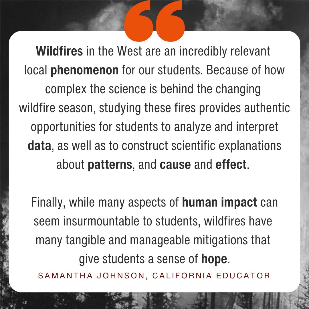 BIOINTERACTIVE's tweet image. Wildfires in the West are a local phenomenon relevant to many students. In this new activity, students are asked to support their claims about what’s leading to an increase in the number and intensity of wildfires using a variety of data sources. bit.ly/WildfiresBI