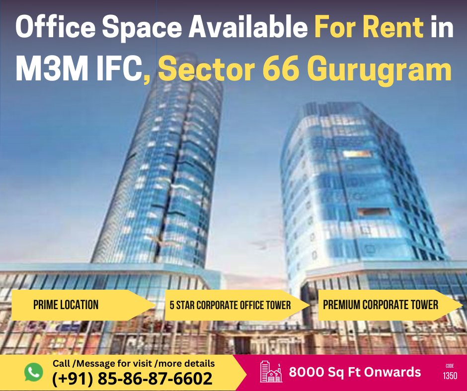 Property ID #1350
Office Space Available For Rent in M3M IFC, Sector 66 Gurugram
8000 Square Feet Onwards
#77Realtors #realestate #realestateagent #realestateexpert #forrent #officeforrent #properties #rentedoffice #sector66gurgaon #property #gurgaon #M3MIFC #M3M