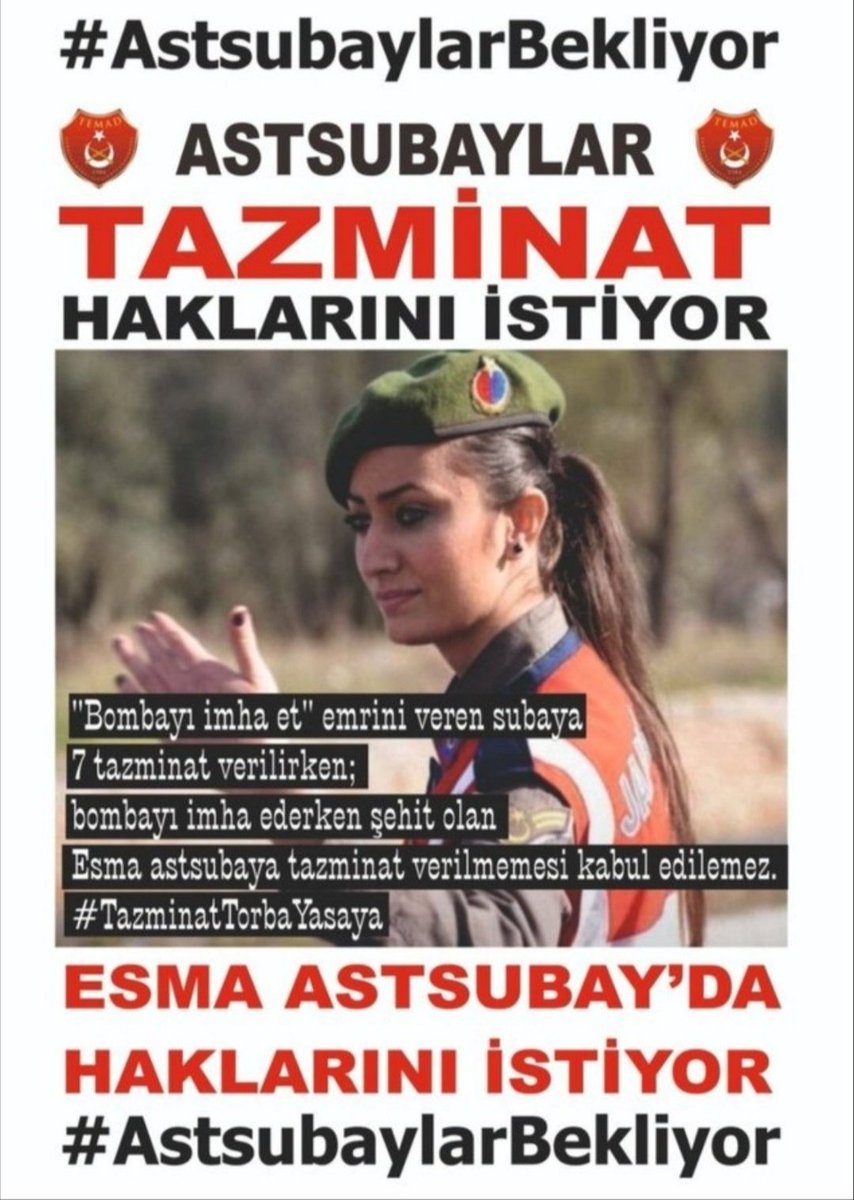imaynubire57807's tweet photo. Astsubay TSK Personel K. Md. 3, 4, 85c, 89, 117, 118, 124 vb. gereği kadrolarında teknik, sınıf ve branş uzmanlıklarına göre görev yapar
Emeklilikte TAZMİNAT haklarıdır. 
@RTErdogan
@kilicdarogluk @temadankara @TBMMGenelKurulu @TBMMresmi @Akparti @herkesicinCHP @MHP_Bilgi https://t.co/5AAlWywrHd