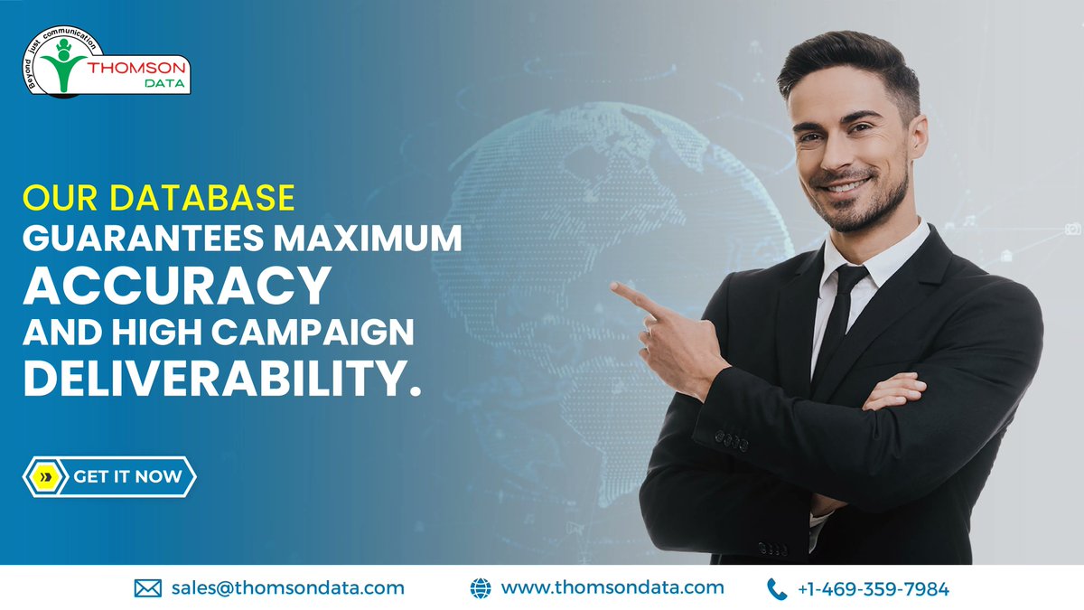 As a leading database provider, our aim is to deliver data that adds value to your multichannel marketing campaigns.

Visit: thomsondata.com

#database #business #marketing #marketingcampaigns #campaigns #b2bdatabase #b2bmarketing #emaildatabase #thomsondata