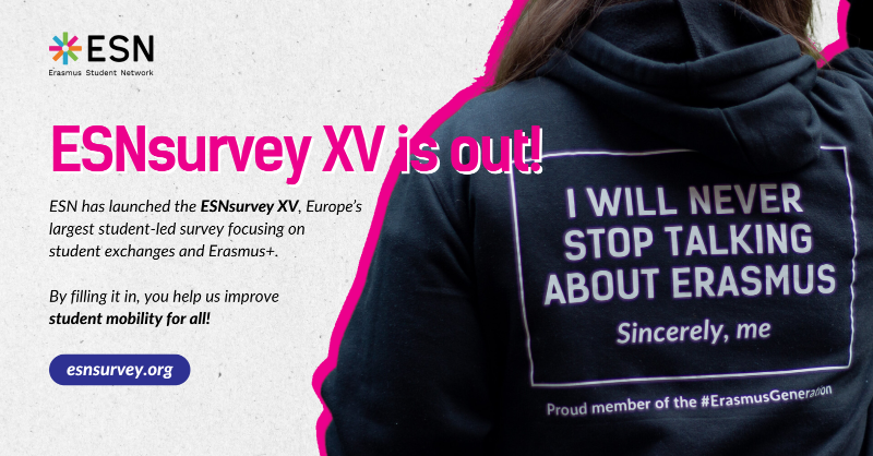 EUErasmusPlus's tweet photo. Undoubtedly, your #ErasmusPlus exchange mobility is a significant chapter in your personal &amp; academic life.

Join Europe's largest student-led survey @ESN_Int focusing on student exchanges and Erasmus+!

We're all ears and eager to hear about your experience! 

#ESNsurveyXV