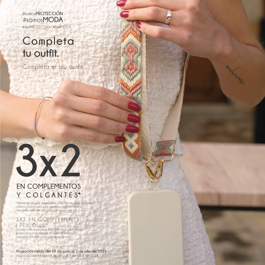 ParqueAlmenara's tweet photo. Completa tu outfit
3x2 en complementos y colgantes*
·
*Incluyendo lanyards , adaptadores, colgantes de cuello, cordones premium, pulseras para móvil, tarjeteros colgantes y bolsos.
Descuento aplicable al producto de menor valor.
·
#SomosProtección #SomosModa @casadelascarcas https://t.co/yEcRqUhvPW