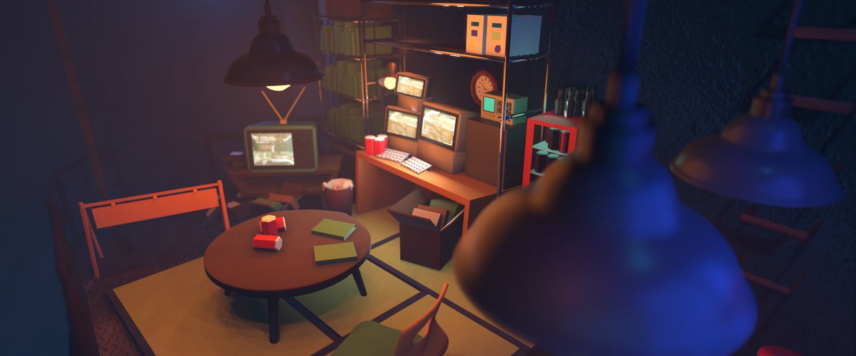 あずさ（@azstj518）さんのBlenderクラス、Week3の課題のWIP
ごちゃごちゃ物を置いていくの楽しい https://t.co/r2urcyMmT1