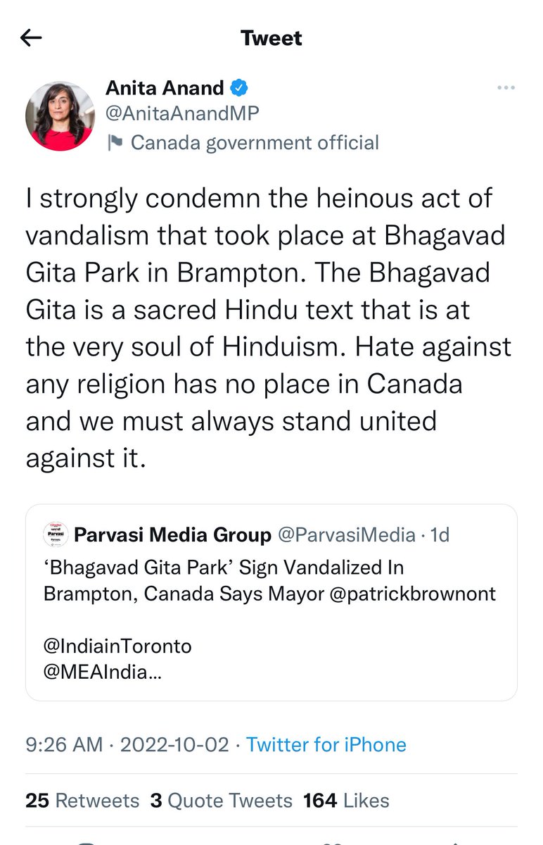 This lady @AnitaAnandMP was quick to issue statement on non existing crime and indirectly labelled on Canadian sikhs along with another xenophobe @AryaCanada an 🇮🇳 double agent appears to be from his statements.
This @AnitaAnandMP is a defence minister of Canada, @csiscanada…