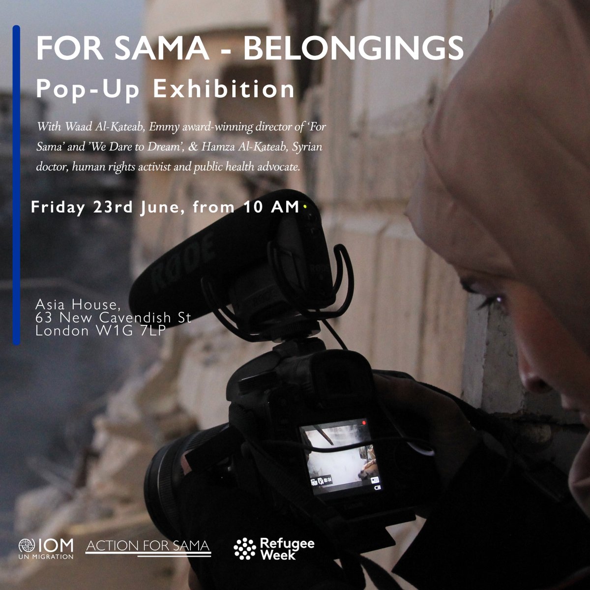 On Friday 23rd June 🗓️ from 10am-3pm we are sharing a special pop-up exhibition at @asiahouseuk in partnership with @IOM_UK for #RefugeeWeek. These are the items and stories of Syrians who dared to dream and strive for freedom. Join us! 🖊️Register here t.ly/TEH_