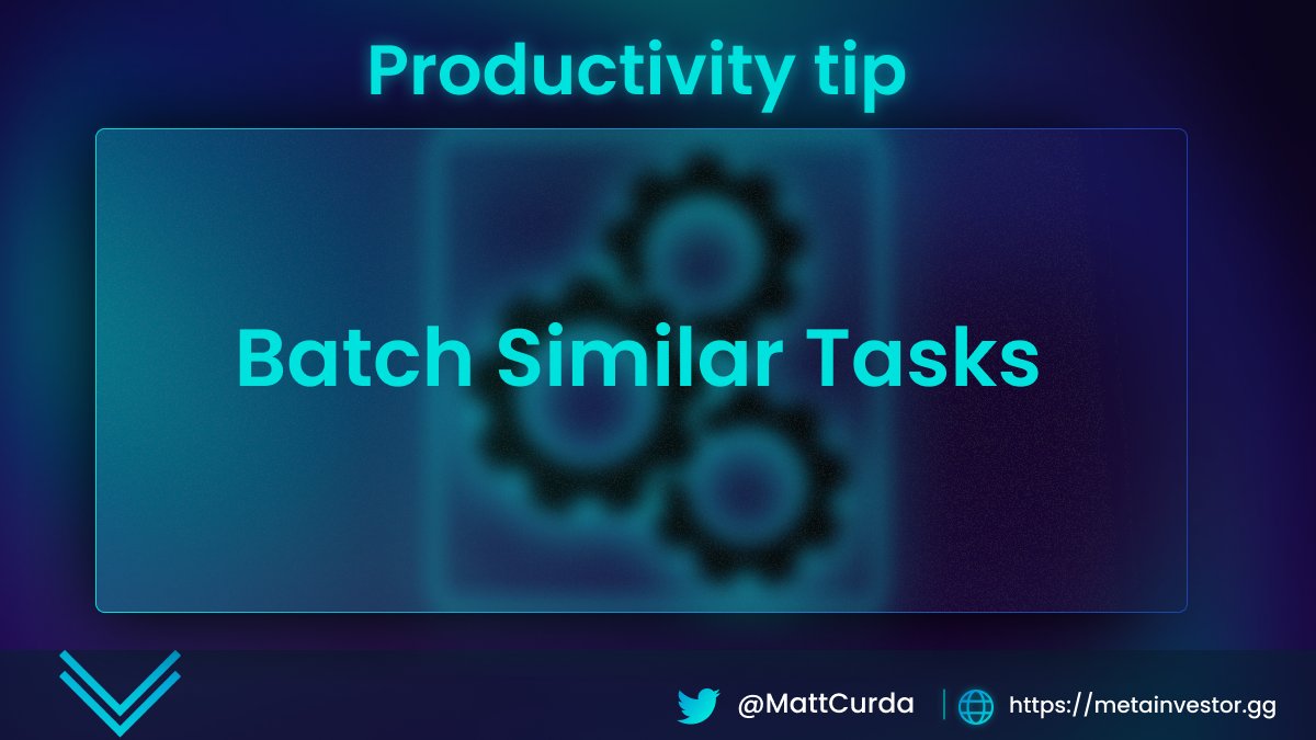 🔁#ProductivityHacks : Batch Similar Tasks!

Group alike tasks together and tackle them in one go to save time and mental energy.

I try to link all smaller and admin tasks in one day, one slot.

The same goes with emails, only twice a day🎉

What tasks do you usually batch?👇