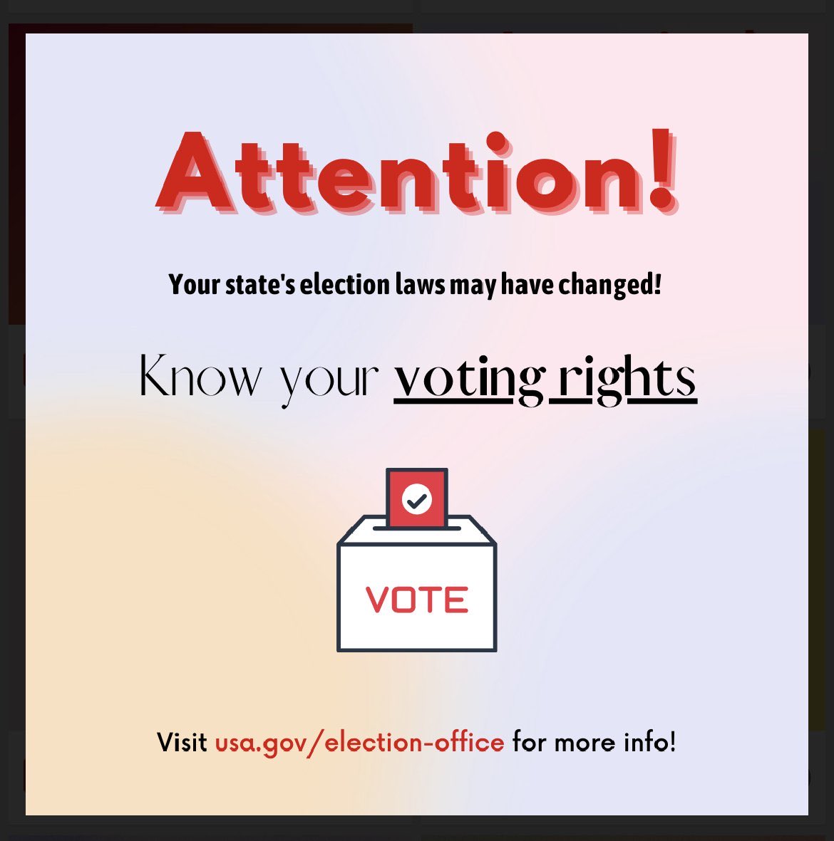 @HeatherThomasAF Avoid the purge! Know your state's voting laws, as many changes are happening on a daily basis! 
#ProtectYourVote
#KnowTheFacts 
#VoteBlue2024