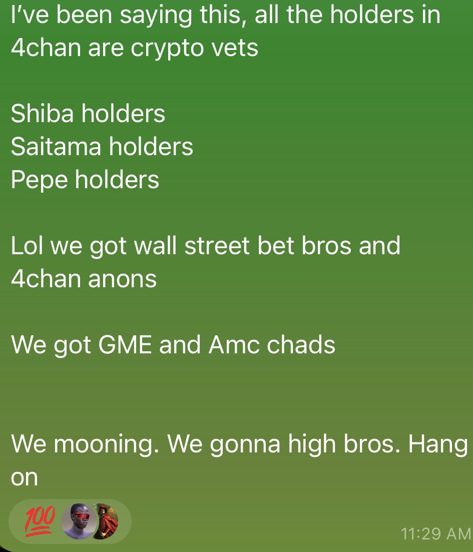 #4chan #4chancommunity #4ChanChads #4ChanFam #cryptomarket #CryptoCommunity #cryptomarket #bitcoin #Ethereum #MemeCoinSeason #MemeCoinMoonshot #WSB #GME #AMC #PEPEARMY #SHIB #SaitamaWolfPack