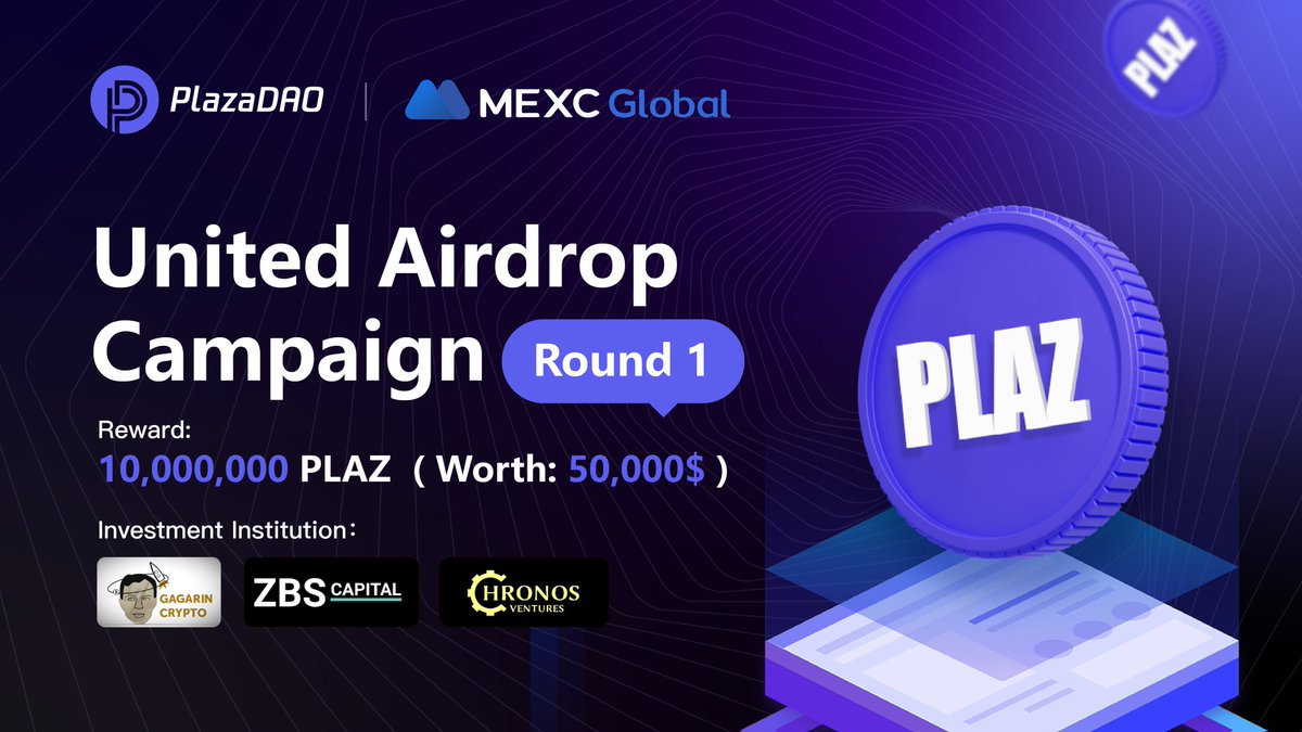 🎉To celebrate the launch of $PLAZ on @MEXC_Official, #PlazaDAO and MEXC have kicked off a joint airdrop campaign.   

📷 Be one of the first 5,000 users to complete the mission and receive a generous $PLAZ token drop!  

Start round 1 now: soquest.xyz/space/PlazaDao…