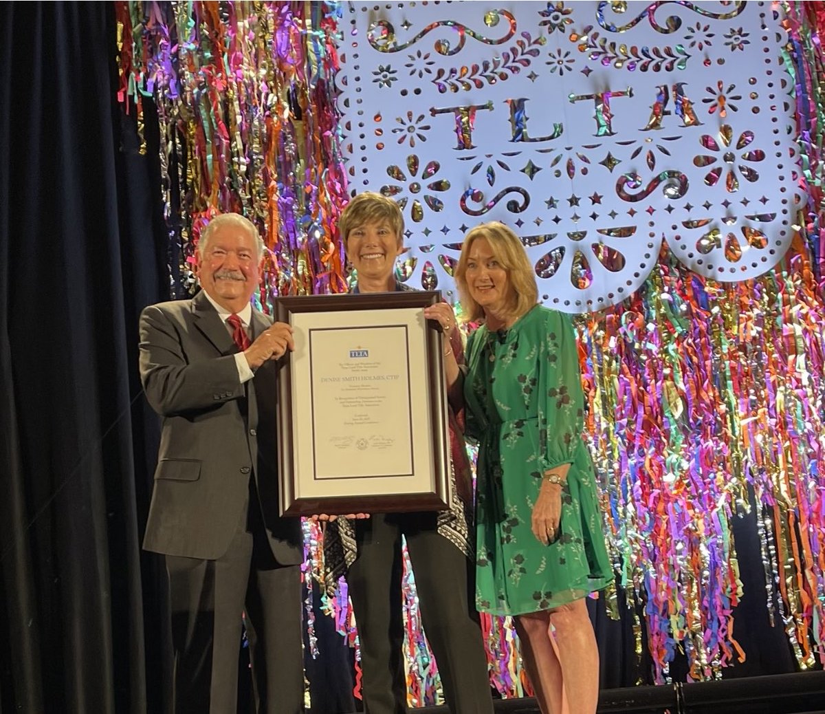 Congratulations to Denise Holmes of ⁦<a href="/IndependenceTX/">Independence Title</a>⁩ for being recognized as an Honorary Member of ⁦<a href="/TLTA/">TexasLandTitle Assn</a>⁩ !! #TLTA2023