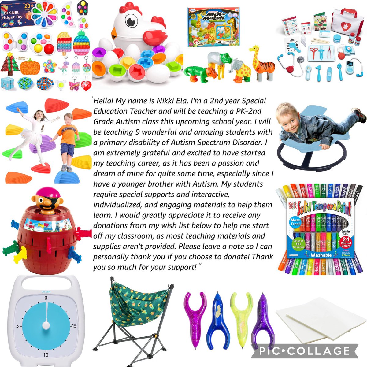 Haven’t seen much movement on my list but I’m not giving up! I’ll be a 2nd year SpEd teacher and teaching a PK-2 Autism class! I’d really appreciate any help getting materials! Drop your list and I’ll RT! Thanks! ❤️ #AdoptATeacher #Clearthelist

Linktr.ee/niknikteach