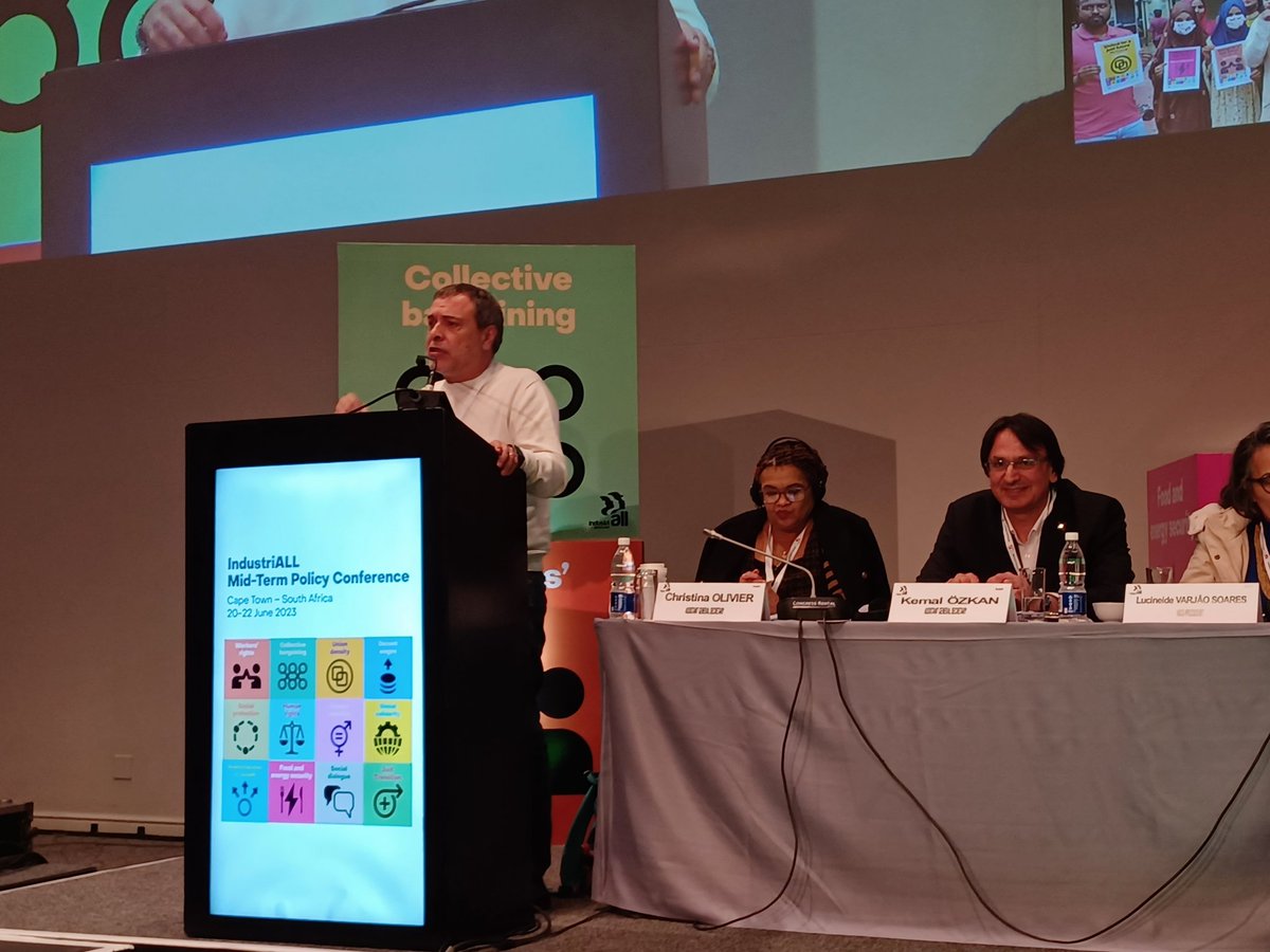 Hoy ha dado inicio la #ConferenciaMitadMandato de <a href="/IndustriALL_GU/">IndustriALL 🦋 @industriall-union.org</a> en #CiudadDelCabo <a href="/Kemal4ITUC/">Kemal Özkan</a>  donde participa una delegación de <a href="/UGT_FICA/">UGT FICA #SalariooConflicto #PactoIndustria</a> con su SG Mariano Hoya al frente de la misma. Preparar un plan de acción para los próximos años, el principal objetivo