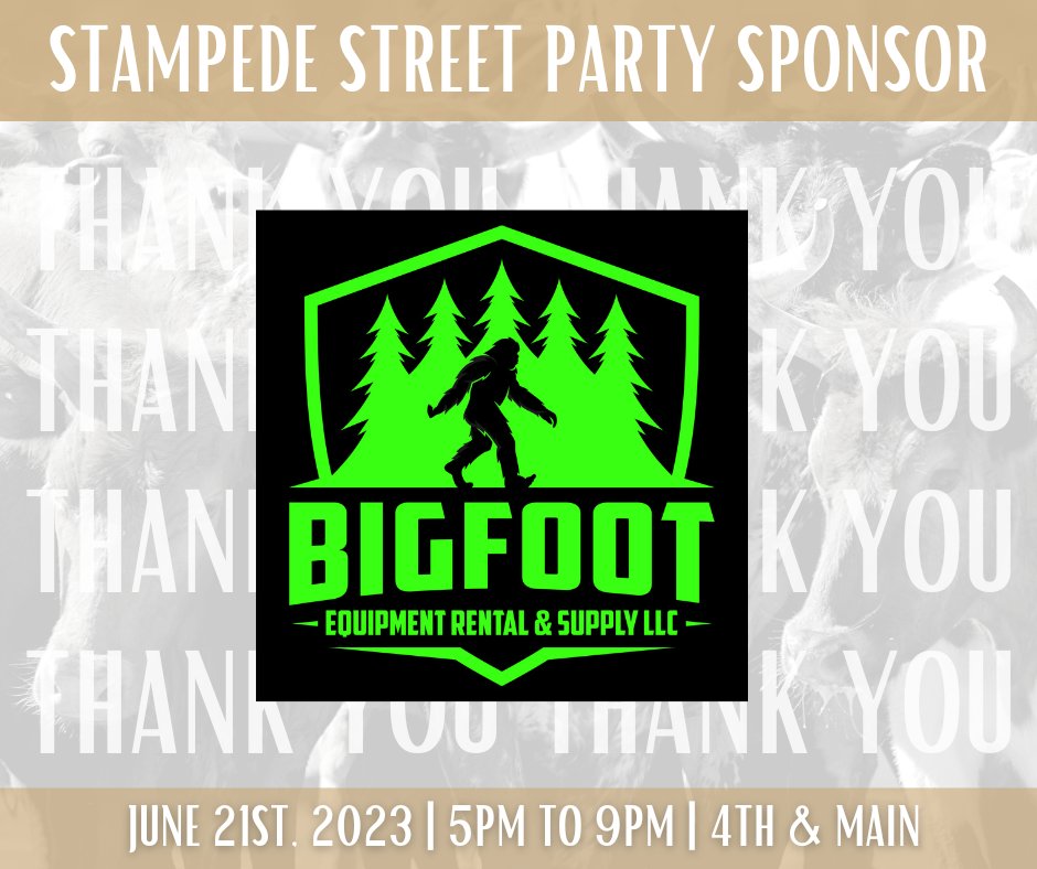 pccchamber's tweet photo. Let's start the morning with another shout-out to one of our Stampede Street Party Sponsors! Thank you @bigfootequipmentrentals for being our bandana sponsor! Be sure to stop by our booth to pick up your free Bigfoot Branded bandana! https://t.co/YlvGDaZdvK