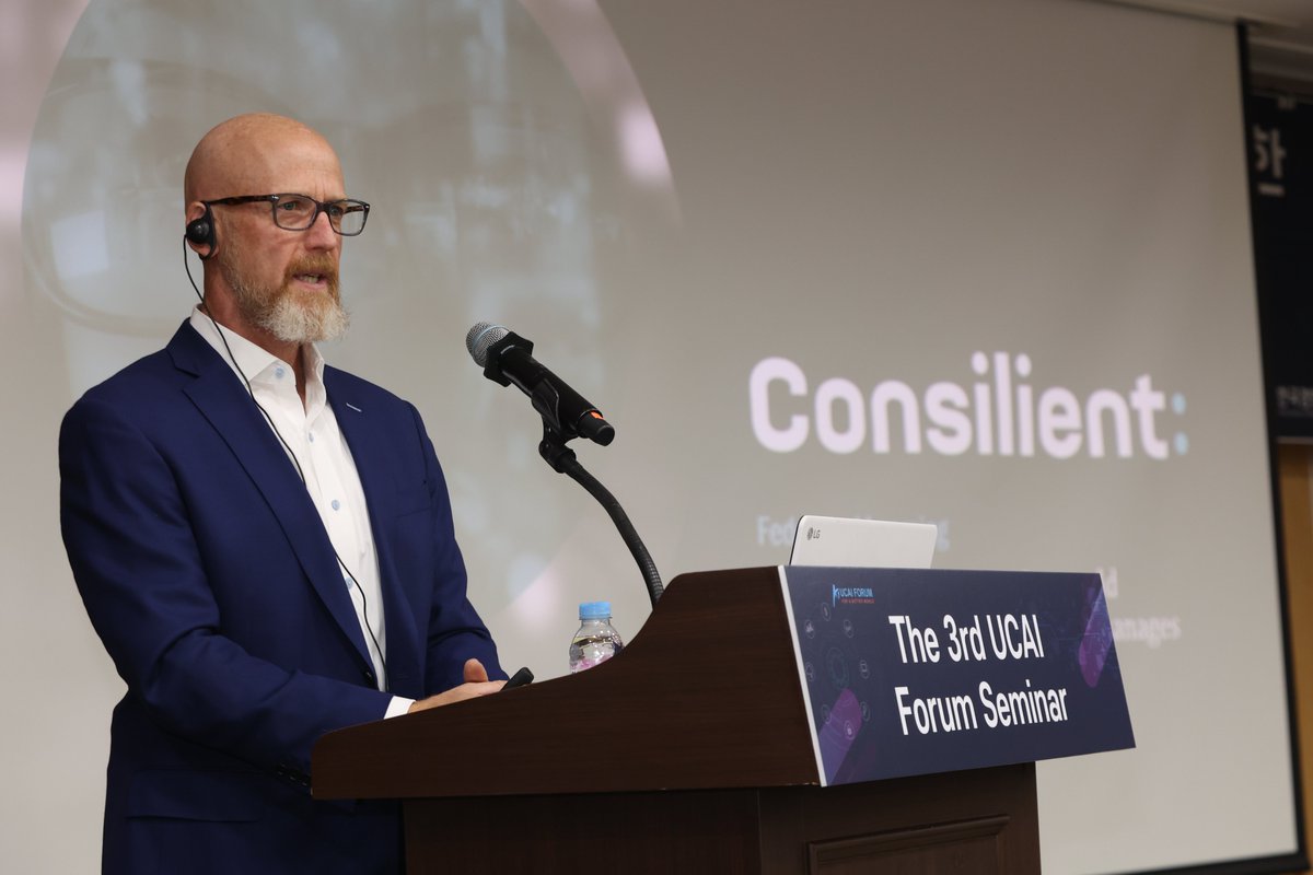 consilienttech's tweet photo. Our co-founder @GaryMShiffman spoke at the UCAI Forum in SKorea this week. The theme was Korea-US #ai cooperation to prevent #Fincrime.

This comes after our recent partnership with Harex InfoTech furthering our AI tech alliance. We’re thrilled to collaborate internationally!🌏 https://t.co/2PsCAuhU9y