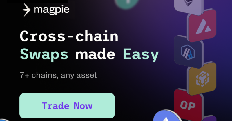 flytrade_'s tweet photo. 🔥 Say goodbye to complex bridges and hello to frictionless DeFi! With Magpie's Beta app, seamlessly move your assets across blockchains in just a few clicks. Enjoy a seamless trading experience like never before! #MagpieBeta #DeFi