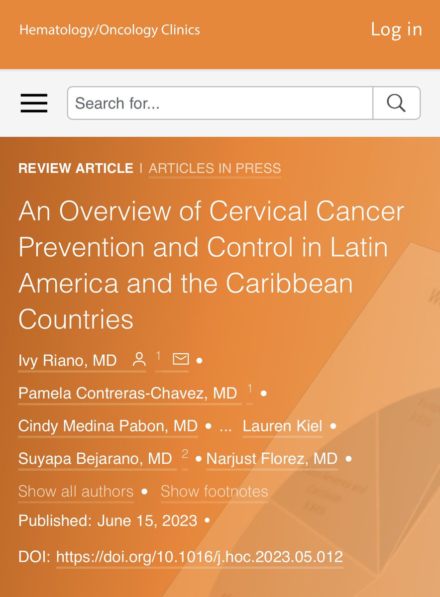 Cervical cancer remains a major health problem in Latin America and the Caribbean despite declining trends in incidence over the past decade #GlobOnc #CervicalCancer #HPV #VaccineWorks hemonc.theclinics.com/article/S0889-…